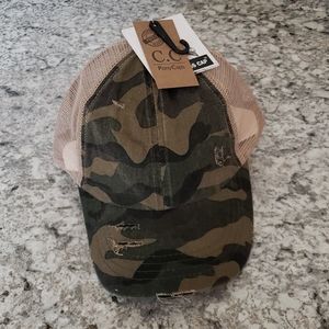 Camo distressed criss cross CC baseball cap